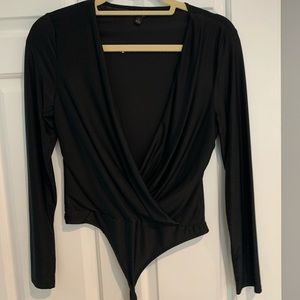 black cross front bodysuit